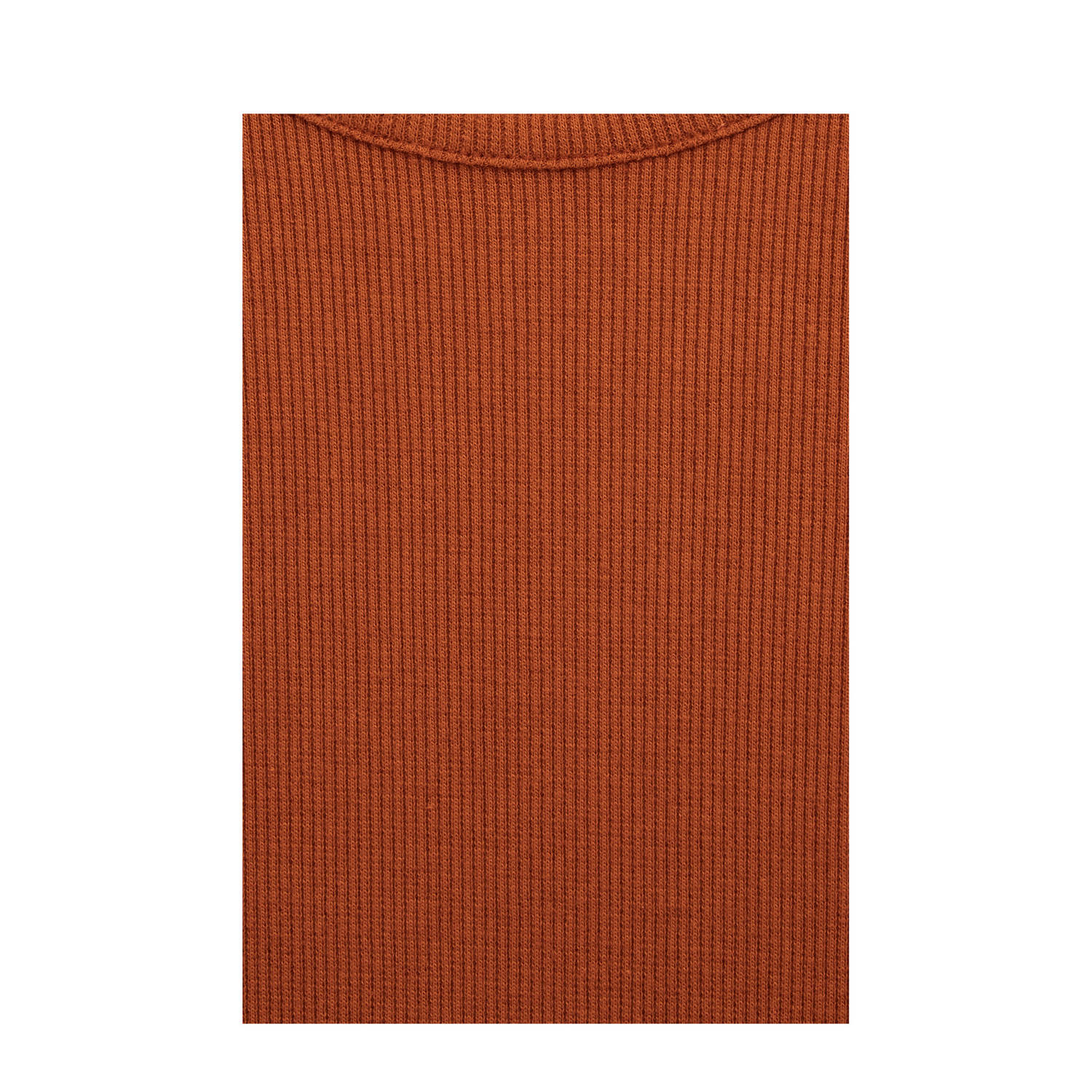 WE Fashion korte jurk rib gebreid roodbruin