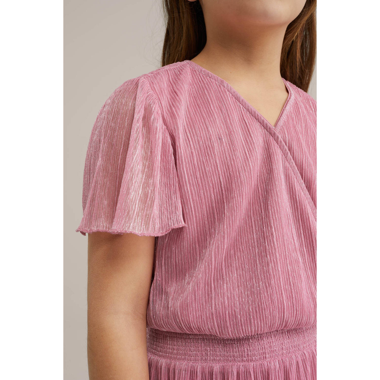 WE Fashion korte jurk met glitter roze