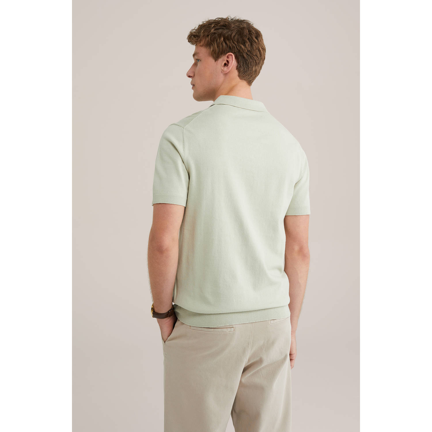 WE Fashion polo fijn gebreid lichtgroen