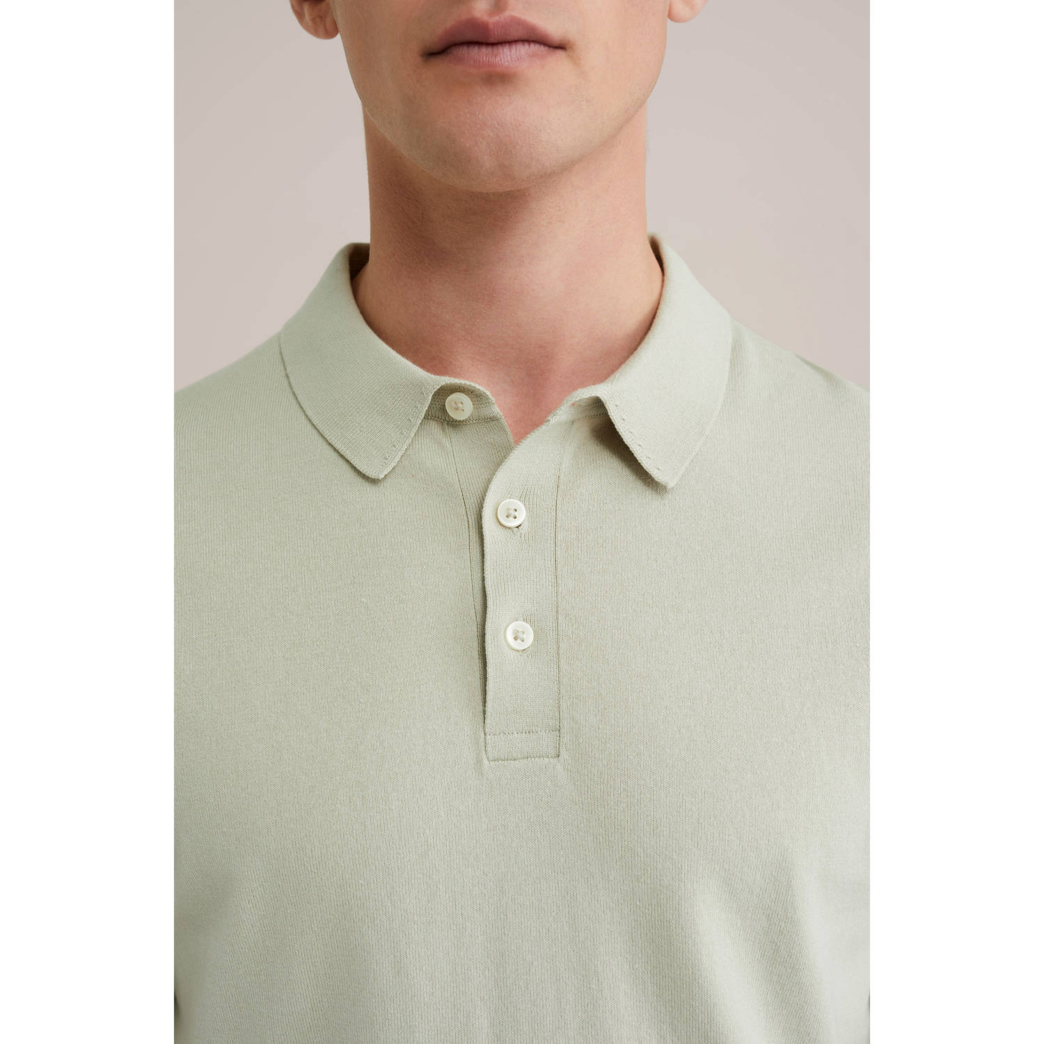 WE Fashion polo fijn gebreid lichtgroen