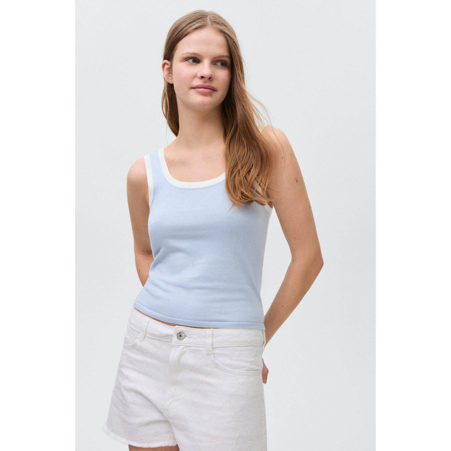 MANGO TEEN mouwloze top lichtblauw