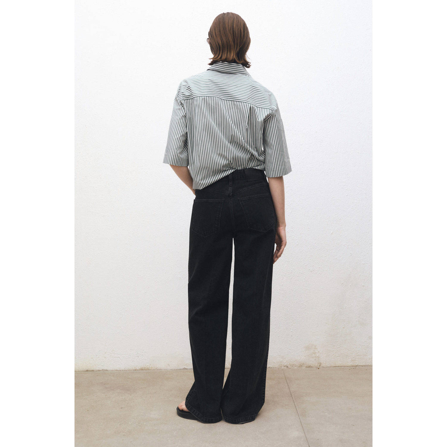 Mango high waist wide leg jeans black denim