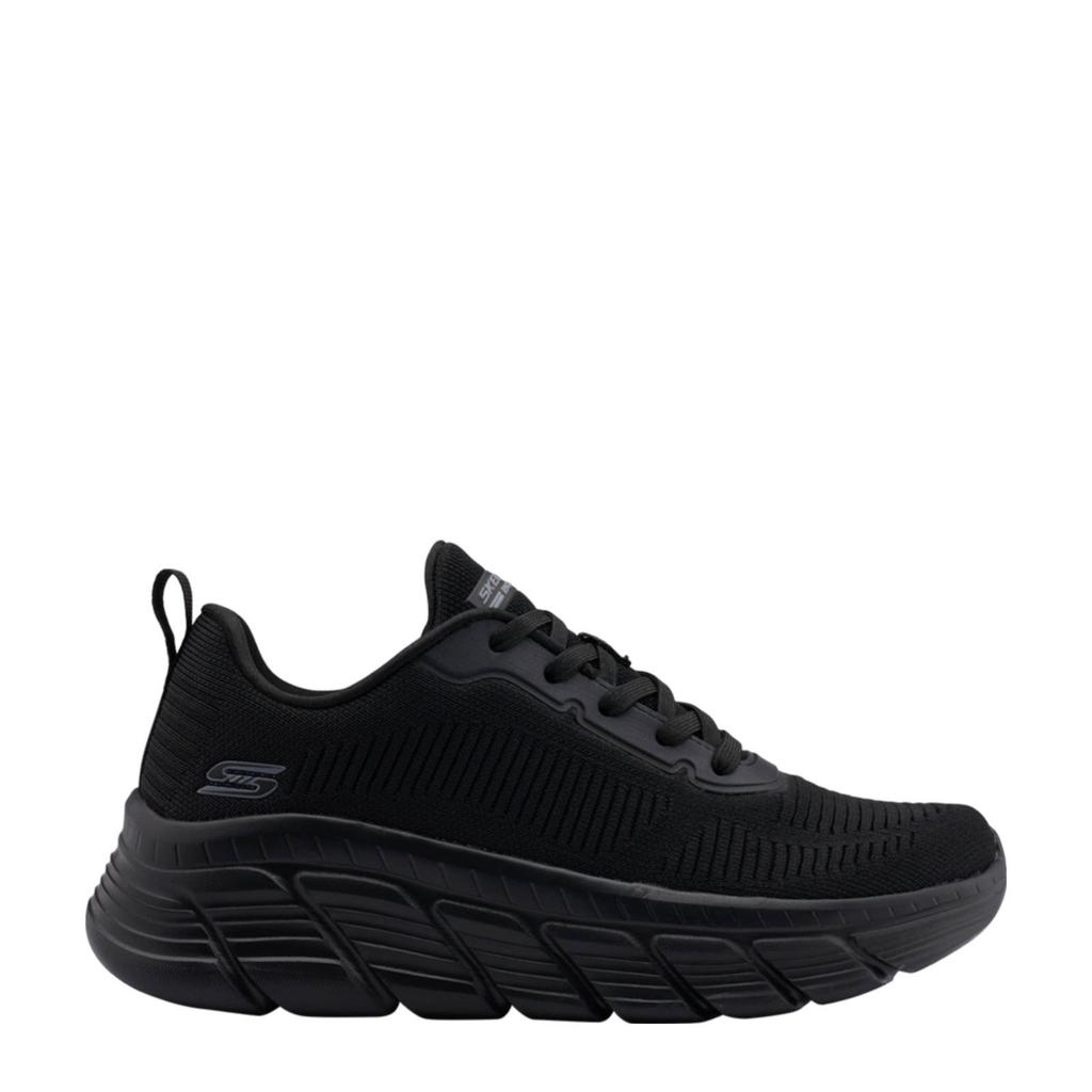 Zwarte dames Skechers sneakers van rubber/textiel met veters