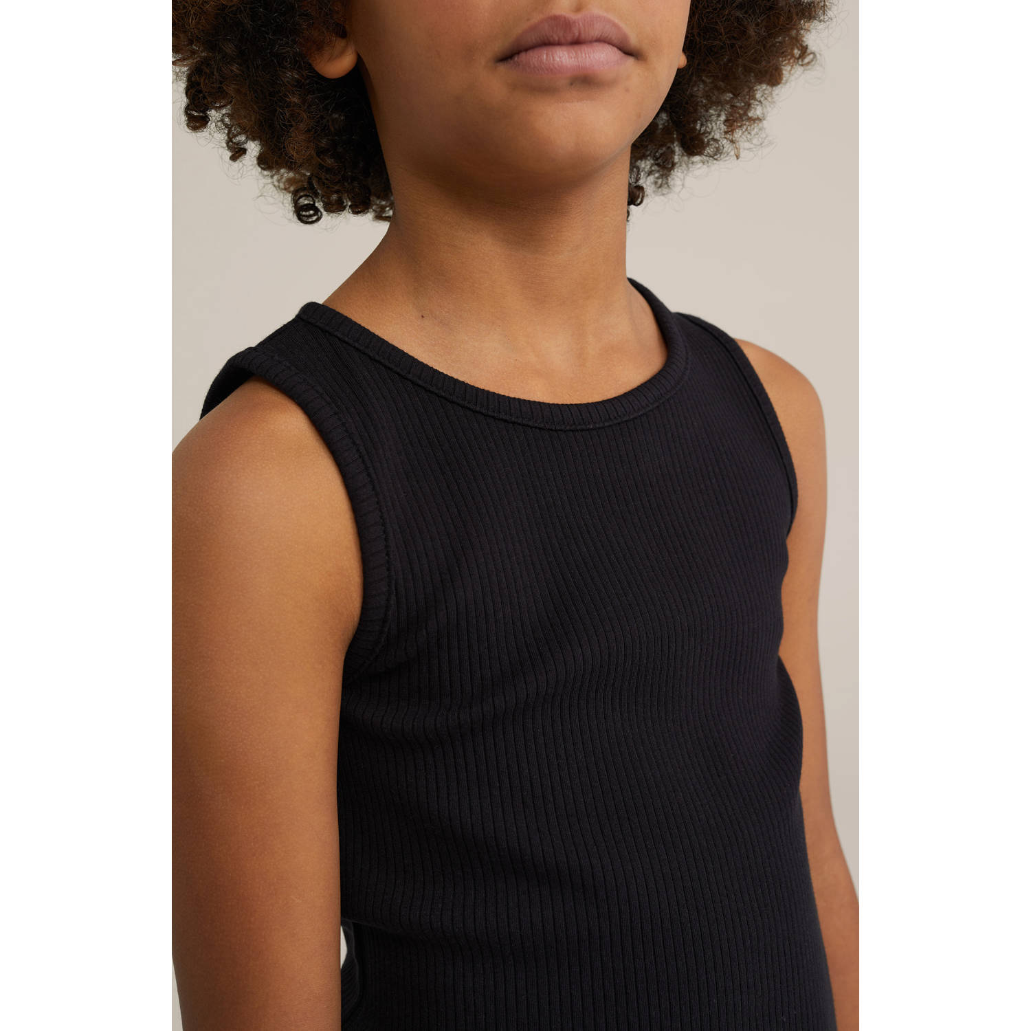 WE Fashion maxi jurk rib gebreid zwart