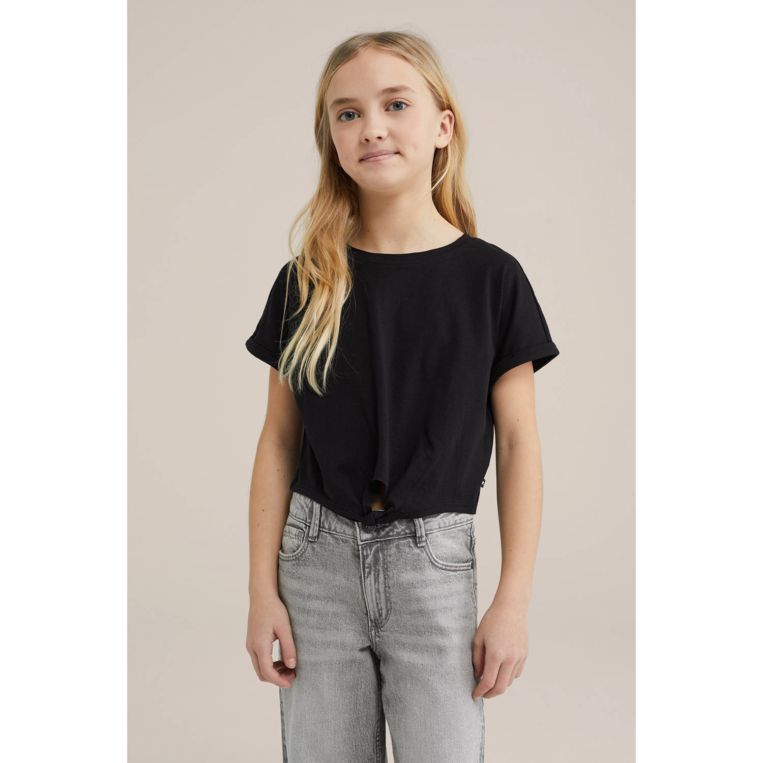 WE Fashion T-shirt (set van 2) donkerblauw zwart