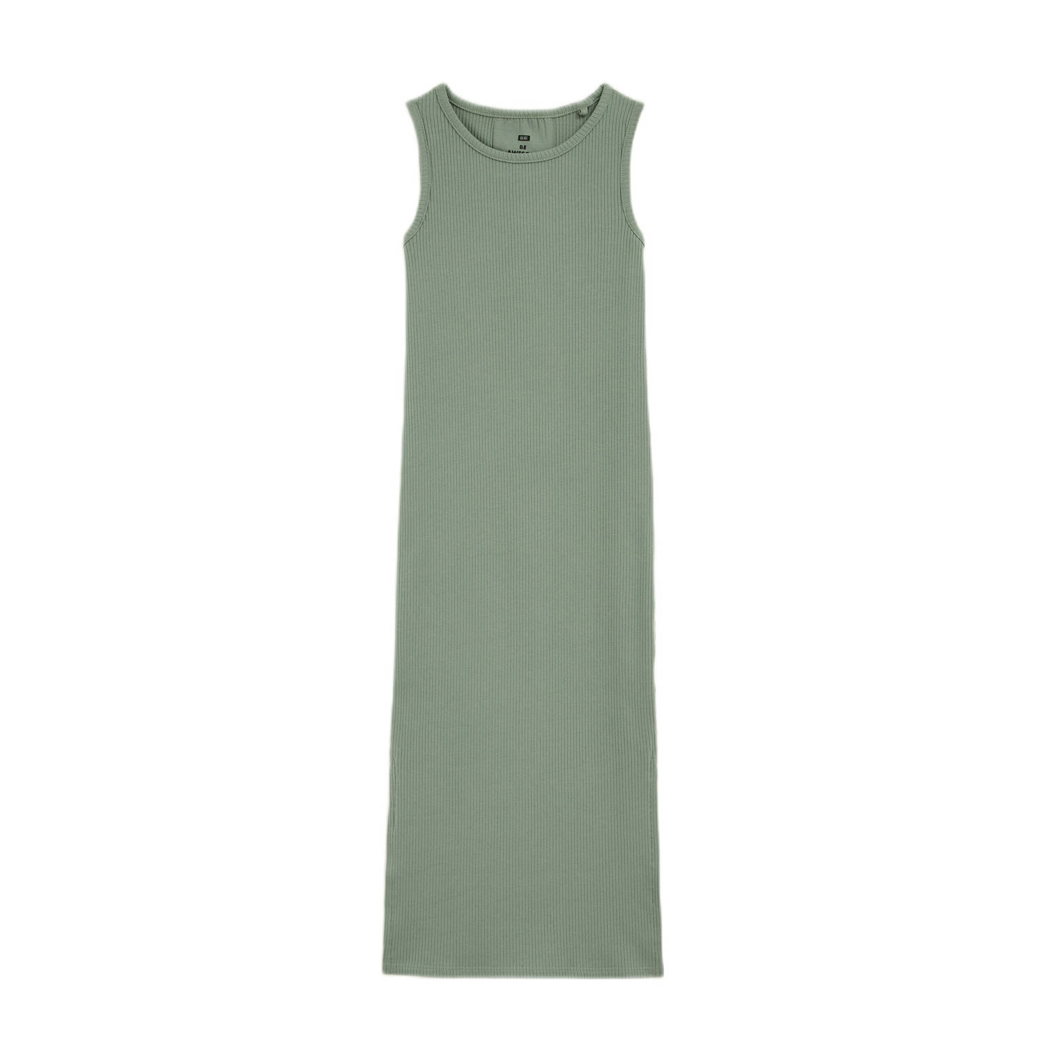 WE Fashion maxi jurk rib gebreid olijfgroen