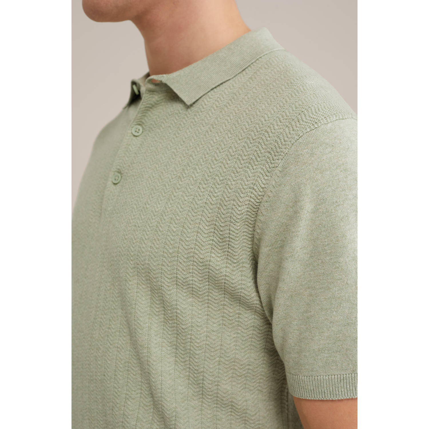 WE Fashion regular polo fijn gebreid lichtgroen