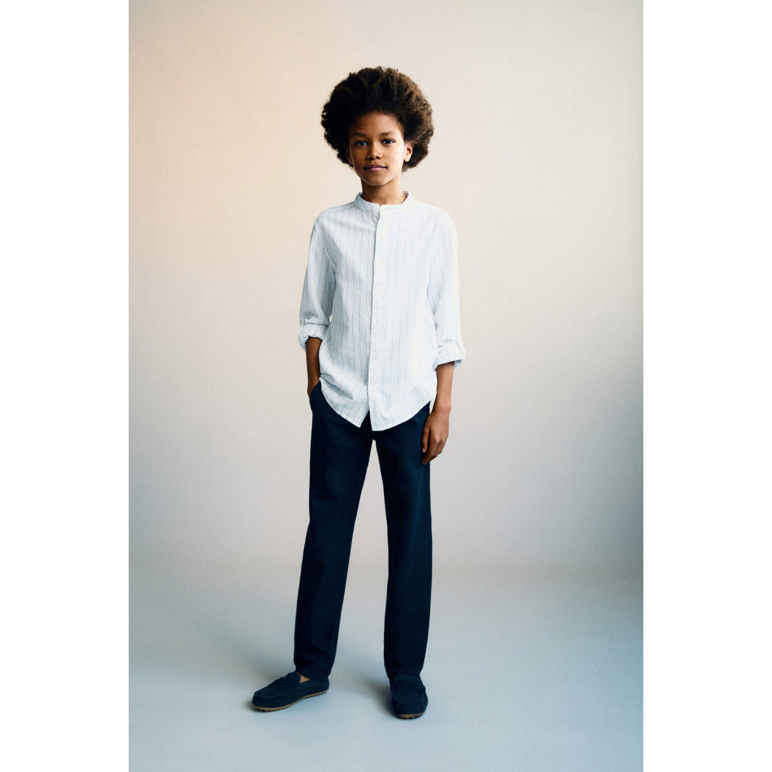 Mango Kids overhemd wit blauw