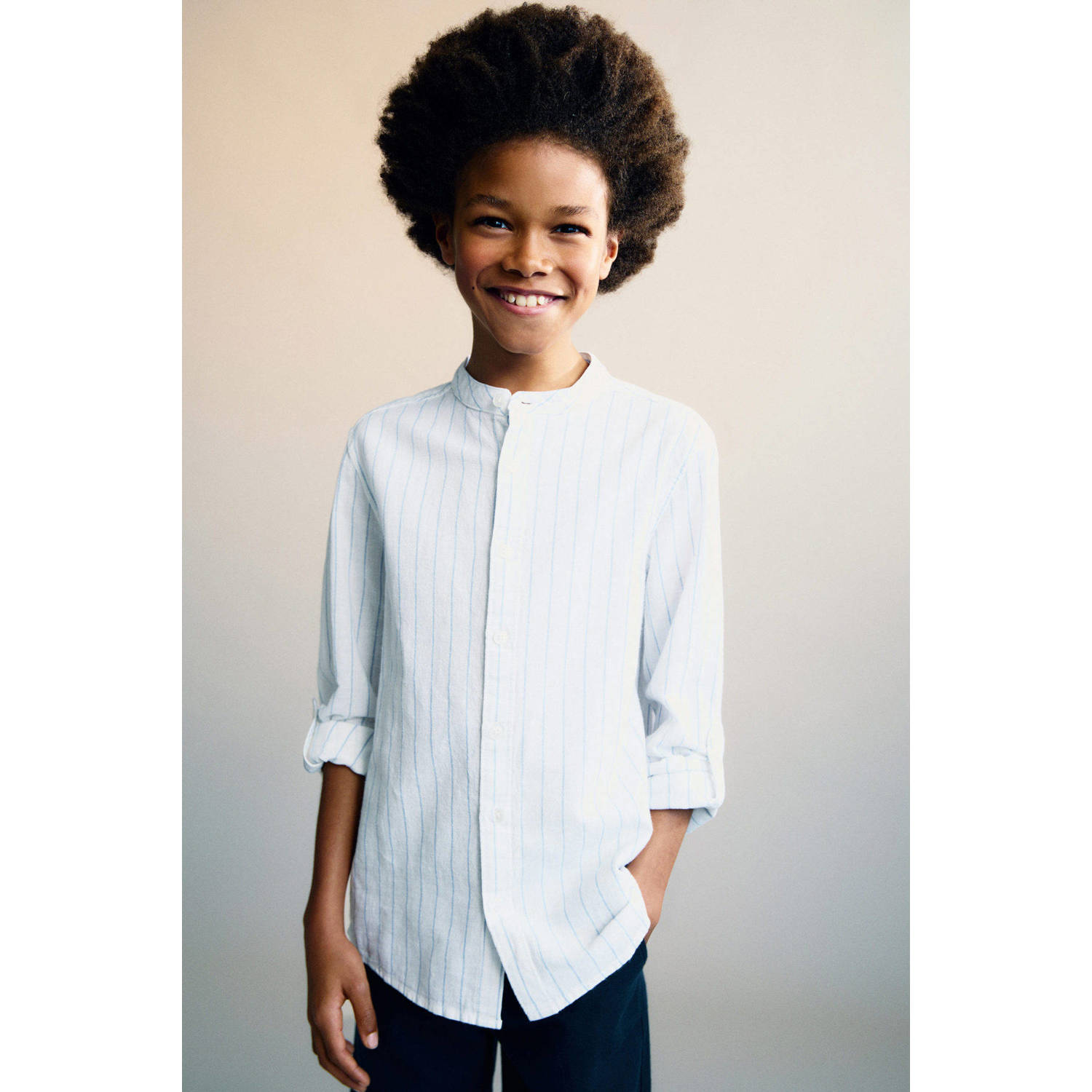 Mango Kids overhemd wit blauw