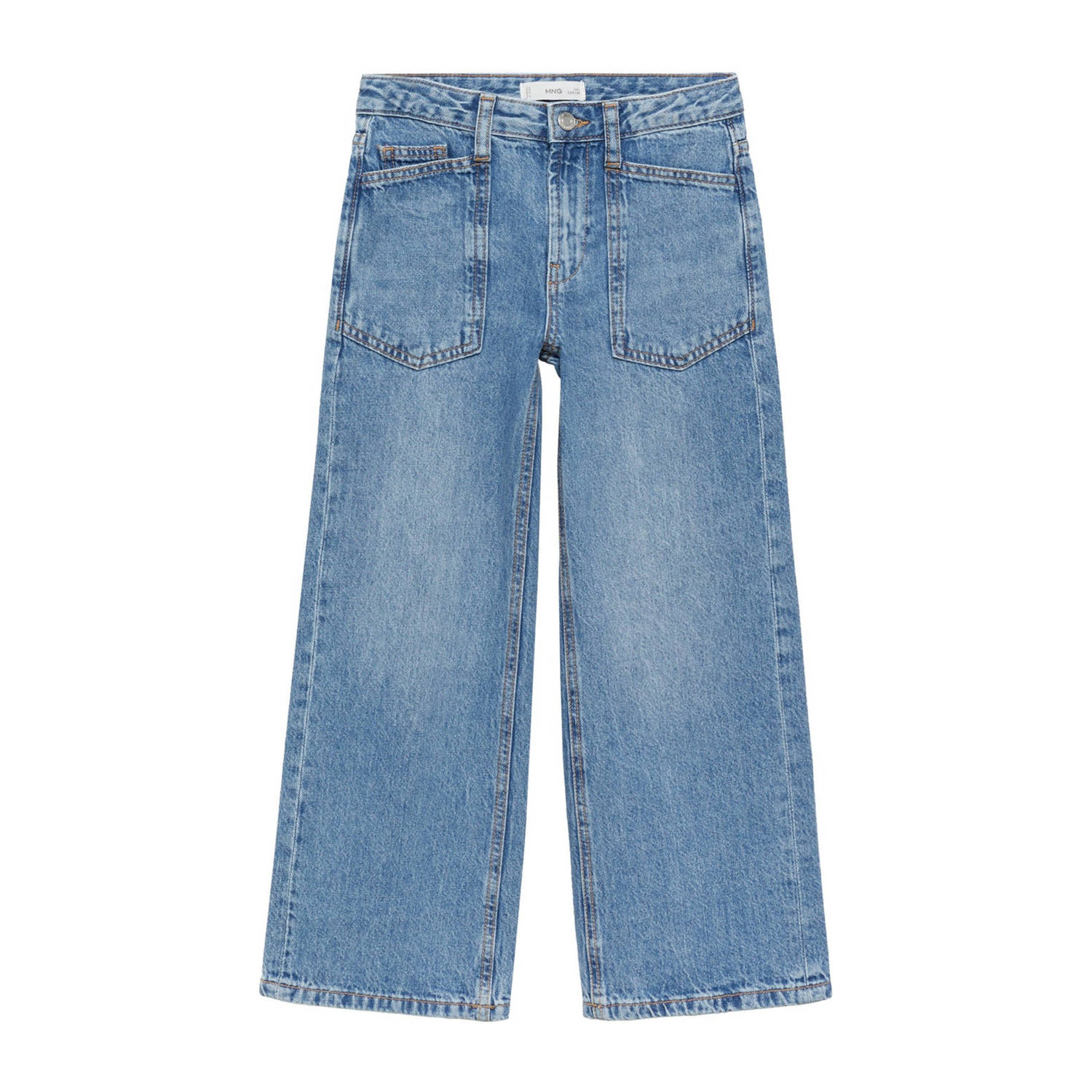 Mango Kids wide leg high waist jeans medium blue denim