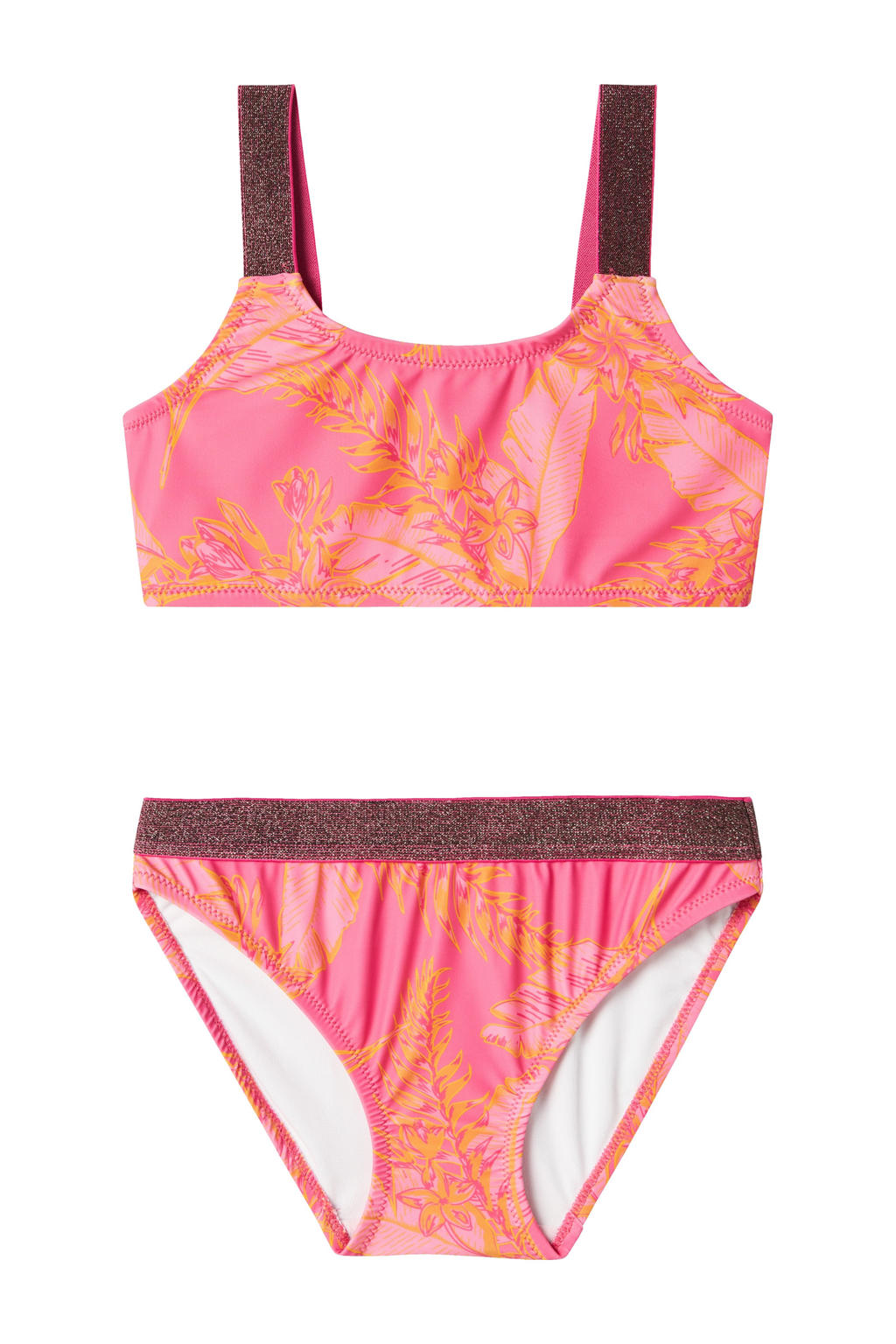 NAME IT KIDS crop bikini roze/oranje