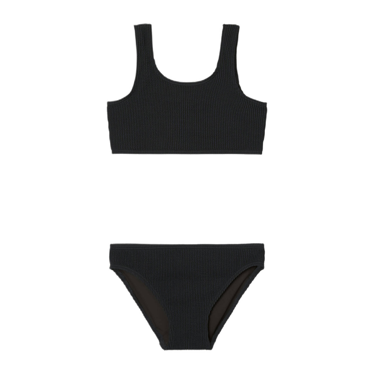 NAME IT KIDS crop bikini met textuur zwart