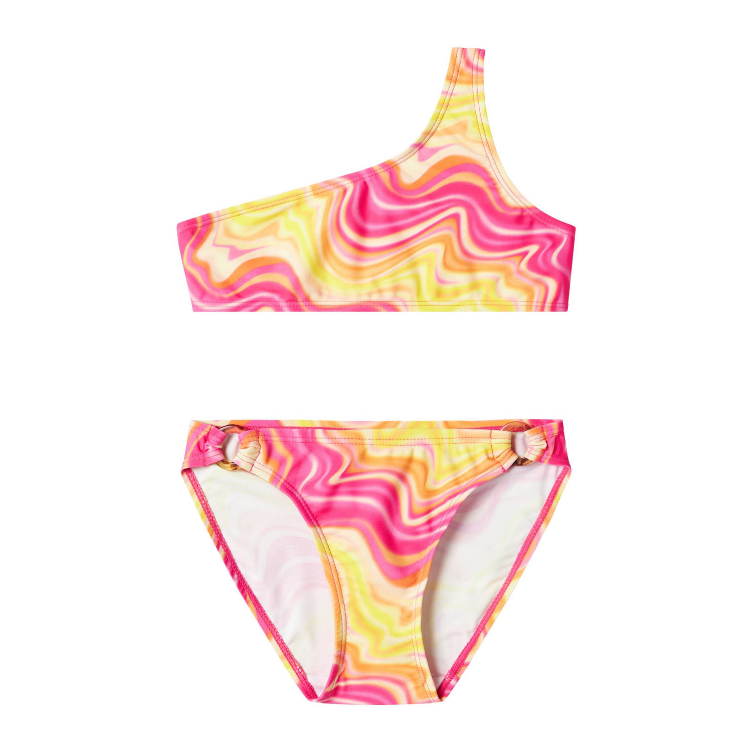 NAME IT KIDS one shoulder bikini roze geel
