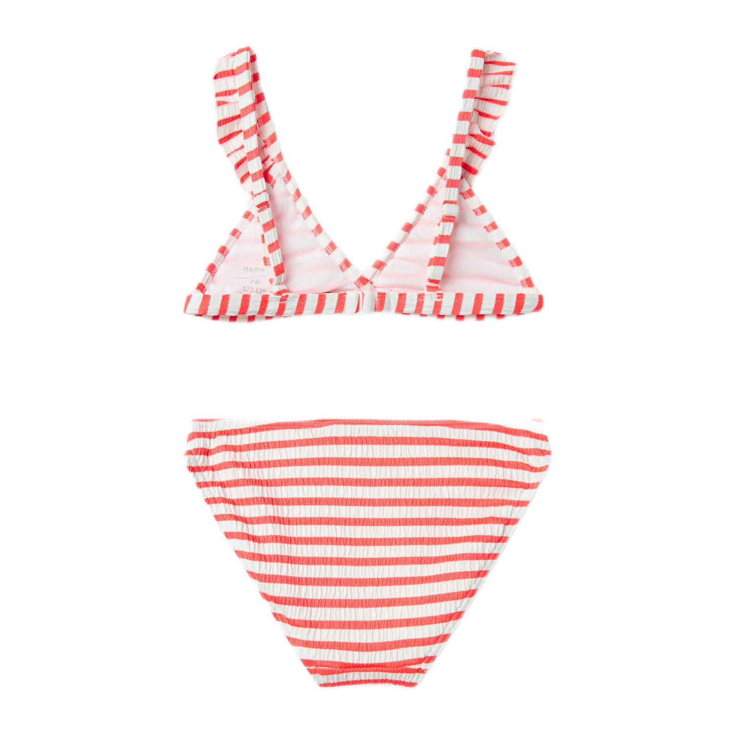 NAME IT KIDS triangel bikini koraalroze wit