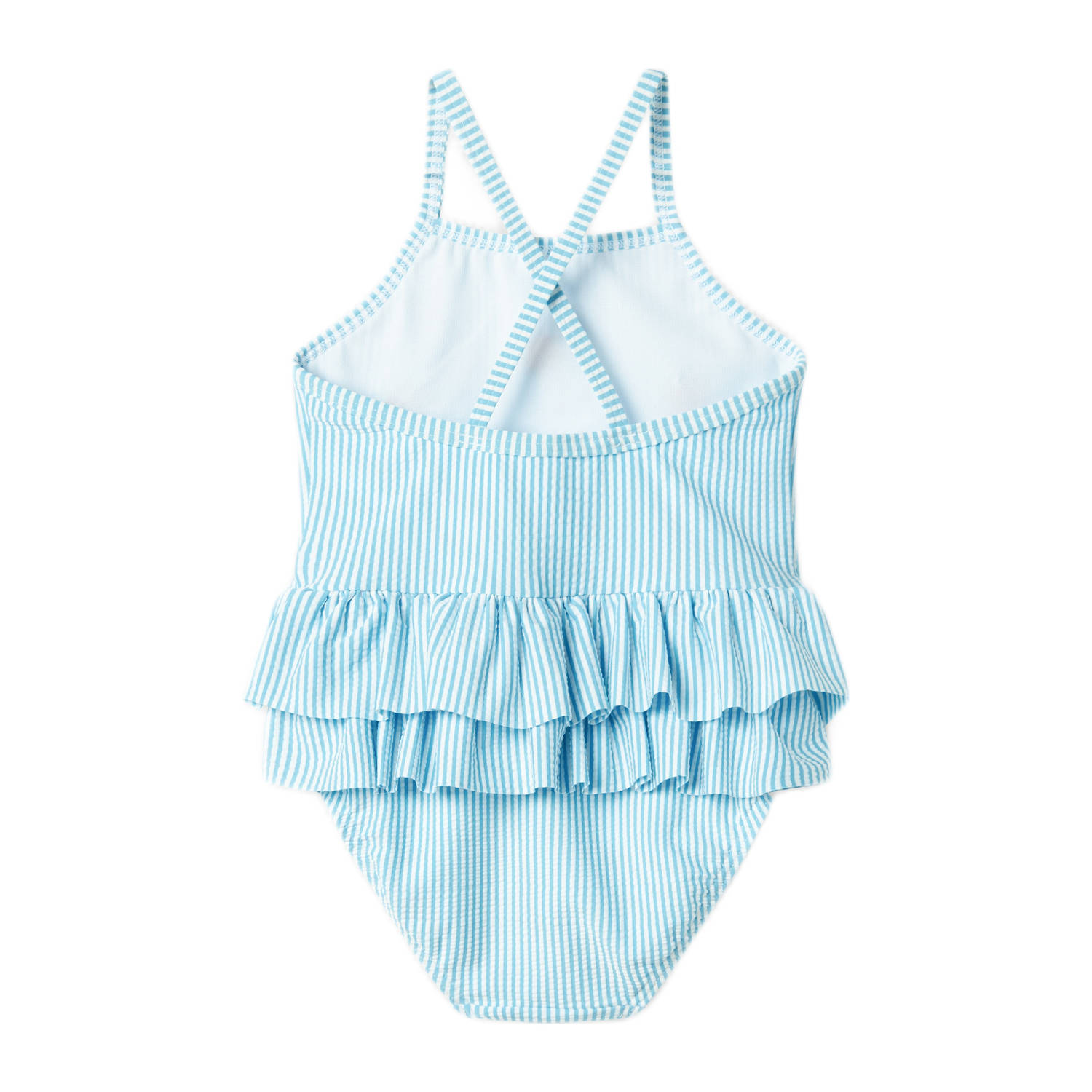 NAME IT MINI badpak met ruches lichtblauw wit