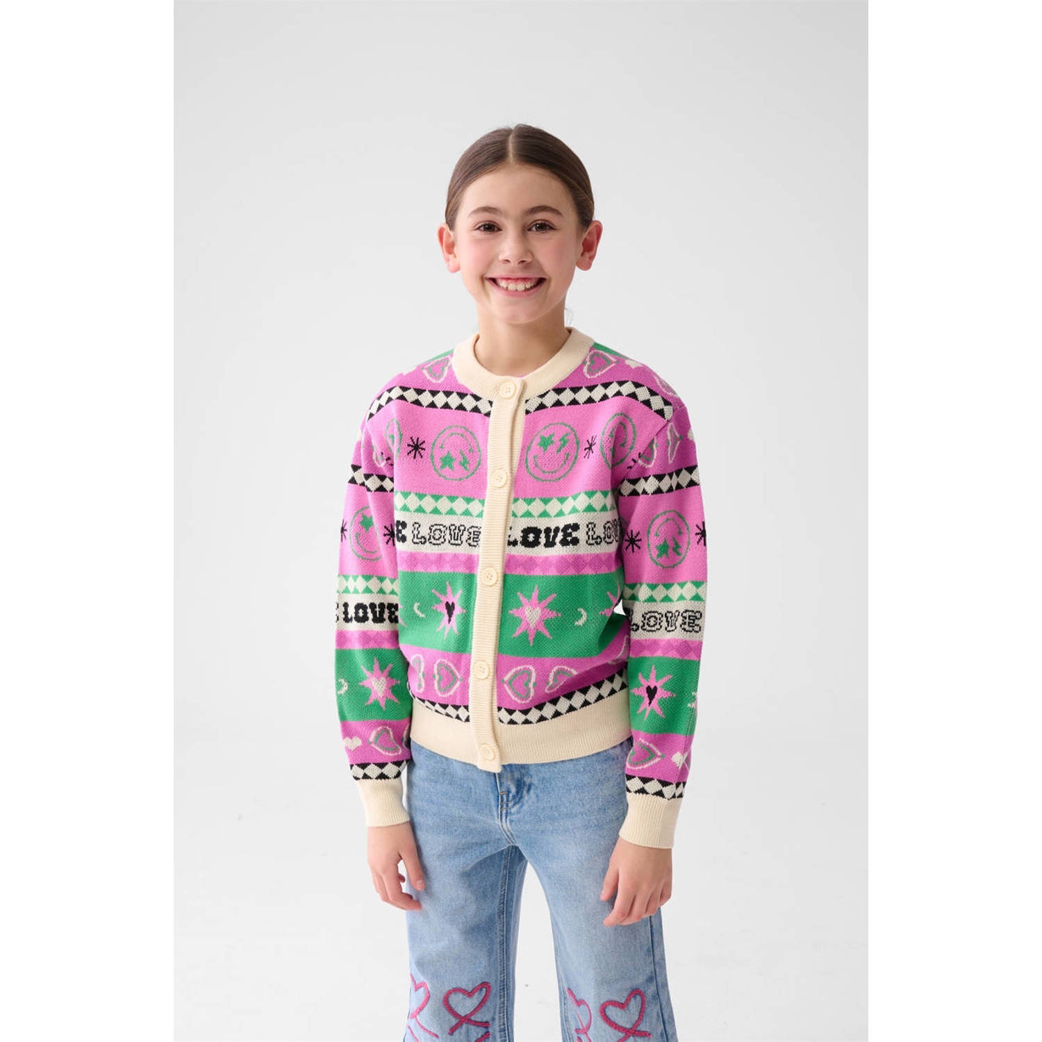Shoeby vest roze fijn gebreid