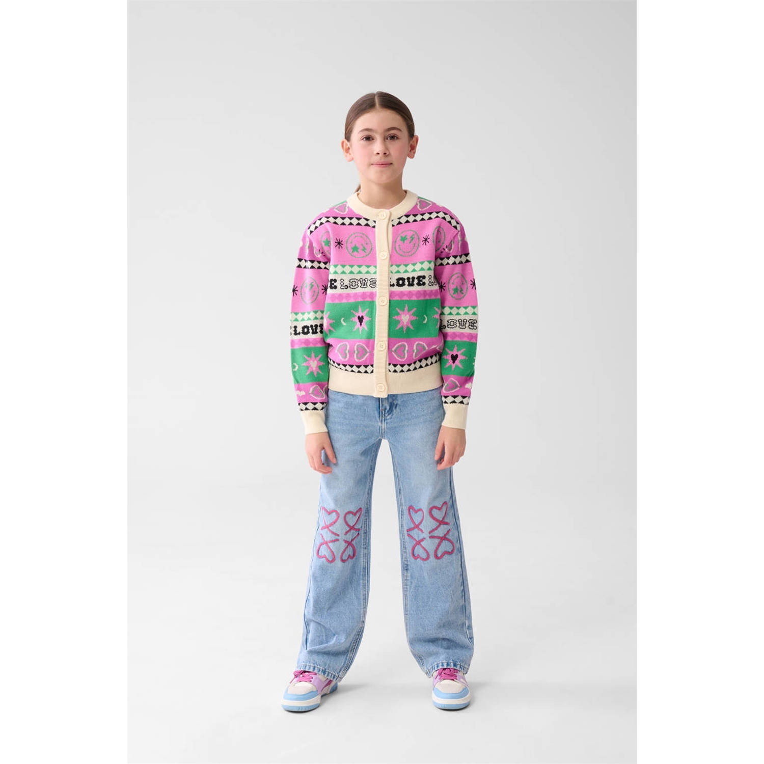 Shoeby vest roze fijn gebreid