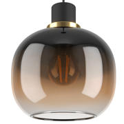 thumbnail: EGLO Oilella Hanglamp - E27 - 19 cm - Amber glas - Zwart/Geelkoper