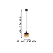 thumbnail: EGLO Oilella Hanglamp - E27 - 19 cm - Amber glas - Zwart/Geelkoper