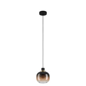 Oilella Hanglamp - E27 - 19 cm - Amber glas - Zwart/Geelkoper