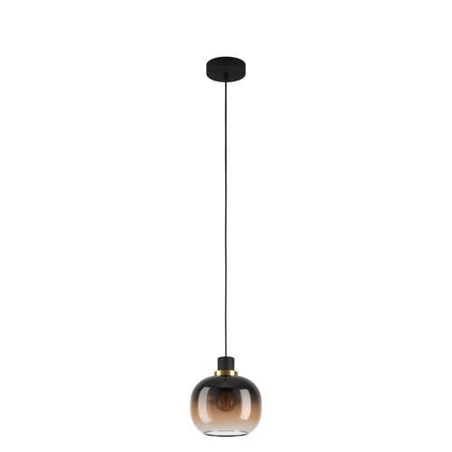 EGLO Oilella Hanglamp - E27 - 19 cm - Amber glas - Zwart/Geelkoper afbeelding