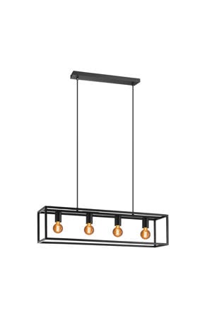 Eldrick Hanglamp - 4xE27 - 85 cm - industrieel - Staal - Zwart