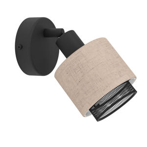 Rosley Spot - E14 - Ø 9 cm - Zwart/Beige - Textiel