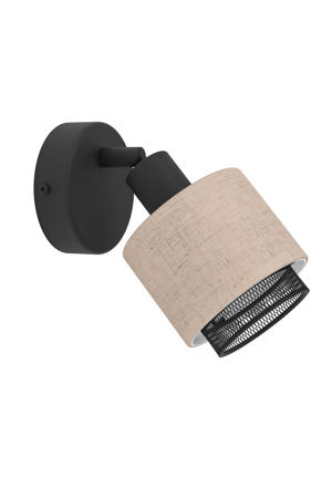 Rosley Spot - E14 - Ø 9 cm - Zwart/Beige - Textiel