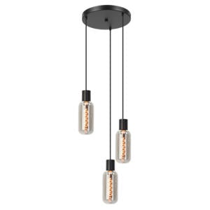 Majone Hanglamp - E27 - Ø 30 cm - Zwart/Grijs - Smoke Glas - Rookglas