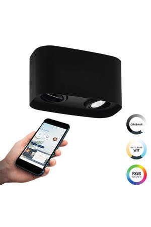 connect.z Caminales-Z Smart Plafondlamp - GU10 - 24 cm - Zwart - Instelbaar RGB & wit licht - Dimbaar - Zigbee  