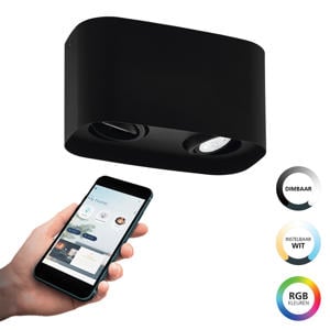 connect.z Caminales-Z Smart Plafondlamp - GU10 - 24 cm - Zwart - Instelbaar RGB & wit licht - Dimbaar - Zigbee