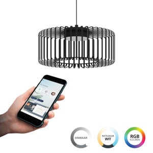 connect.z Ginestrone-Z Hanglamp - Ø 45 cm - Zwart/Wit - Instelbaar RGB & wit licht - Dimbaar - Zigbee