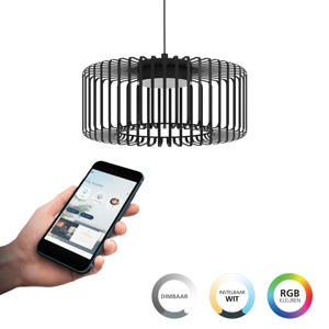 connect.z Ginestrone-Z Hanglamp - Ø 45 cm - Zwart/Wit - Instelbaar RGB & wit licht - Dimbaar - Zigbee