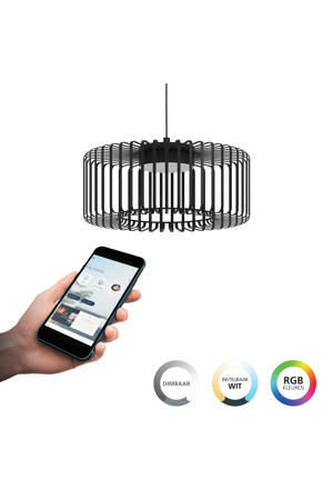 connect.z Ginestrone-Z Hanglamp - Ø 45 cm - Zwart/Wit - Instelbaar RGB & wit licht - Dimbaar - Zigbee  