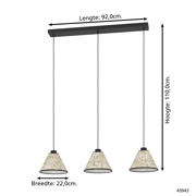 thumbnail: EGLO Oxpark Hanglamp - E27 - 92 cm - Zwart/Wit/Groen - Bamboe