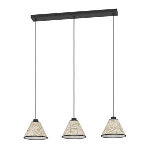 Oxpark Hanglamp - E27 - 92 cm - Zwart/Wit/Groen - Bamboe  
