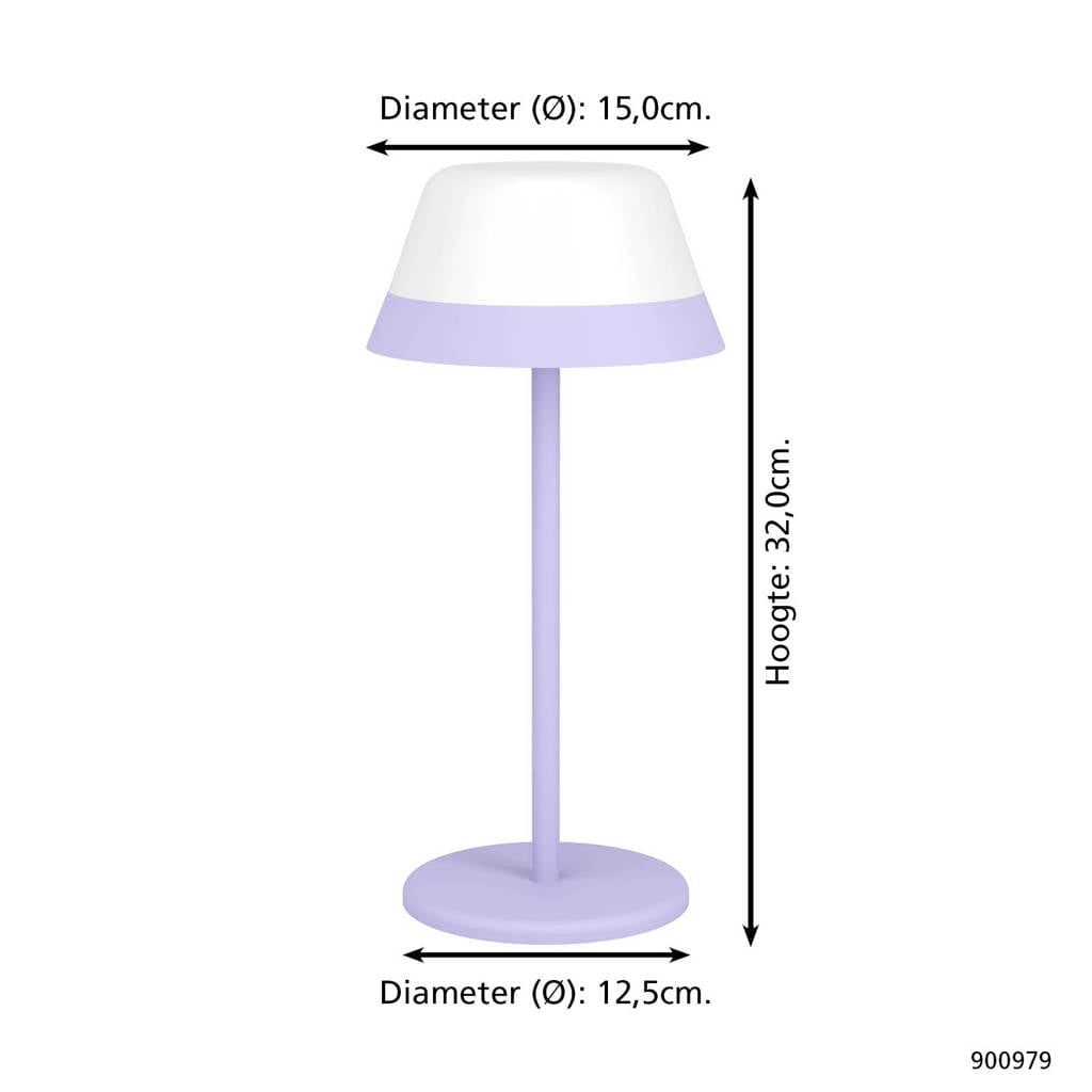 Oplaadbare tafellamp - LED - USB oplaadbaar - 2700K - 28 cm hoog - taupe