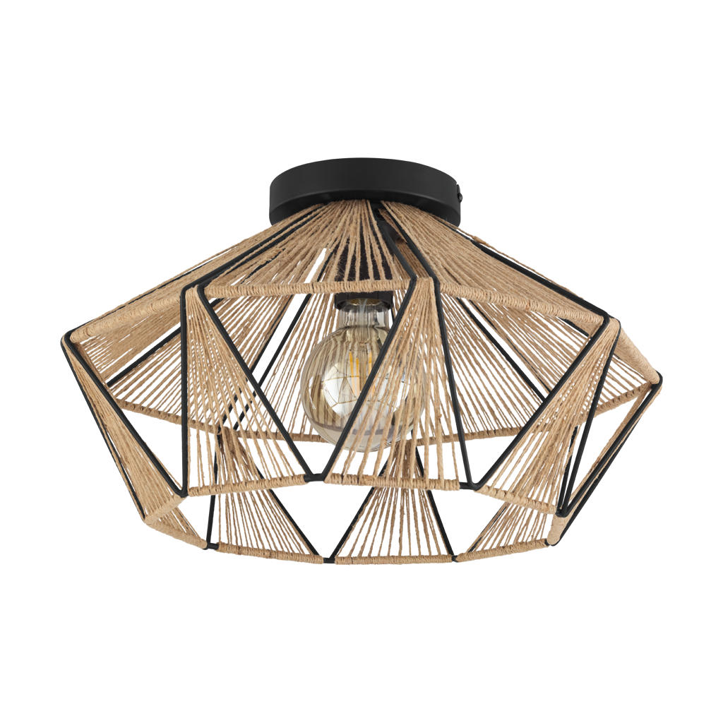EGLO Adwickle Plafondlamp - E27 - Ø 44,5 cm - Zwart|Bruin