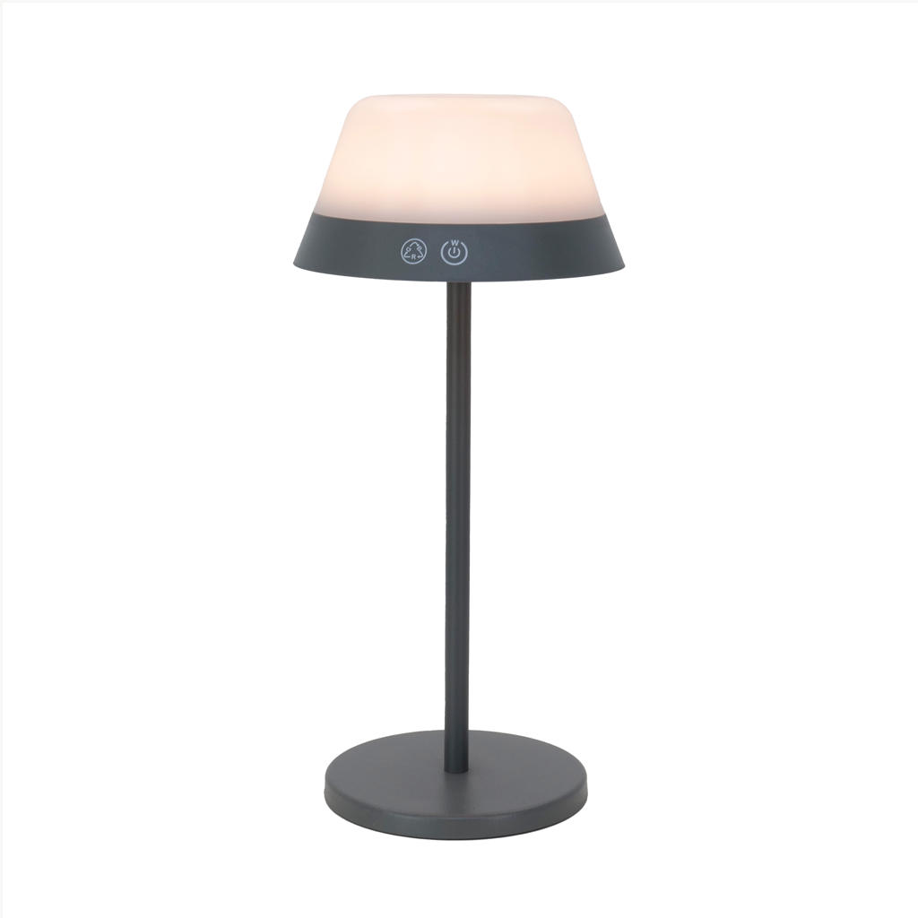 EGLO Meggiano Tafellamp - Aanraakdimmer - Draadloos - 32 cm - Grijs/Wit - Instelbaar RGB & wit licht - Oplaadbaar - Buiten en Binnen