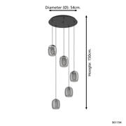 thumbnail: EGLO Ciampino Hanglamp - E27 - Ø 54 cm - Zwart/Grijs - Glas