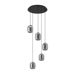 Ciampino Hanglamp - E27 - Ø 54 cm - Zwart/Grijs - Glas