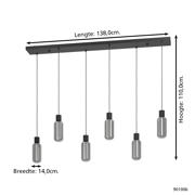 thumbnail: EGLO Majone Hanglamp - E27 - 138 cm - Zwart/Grijs - Smoke Glas - Rookglas