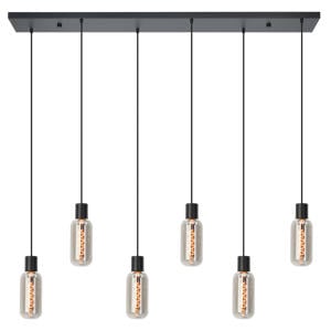 Majone Hanglamp - E27 - 138 cm - Zwart/Grijs - Smoke Glas - Rookglas