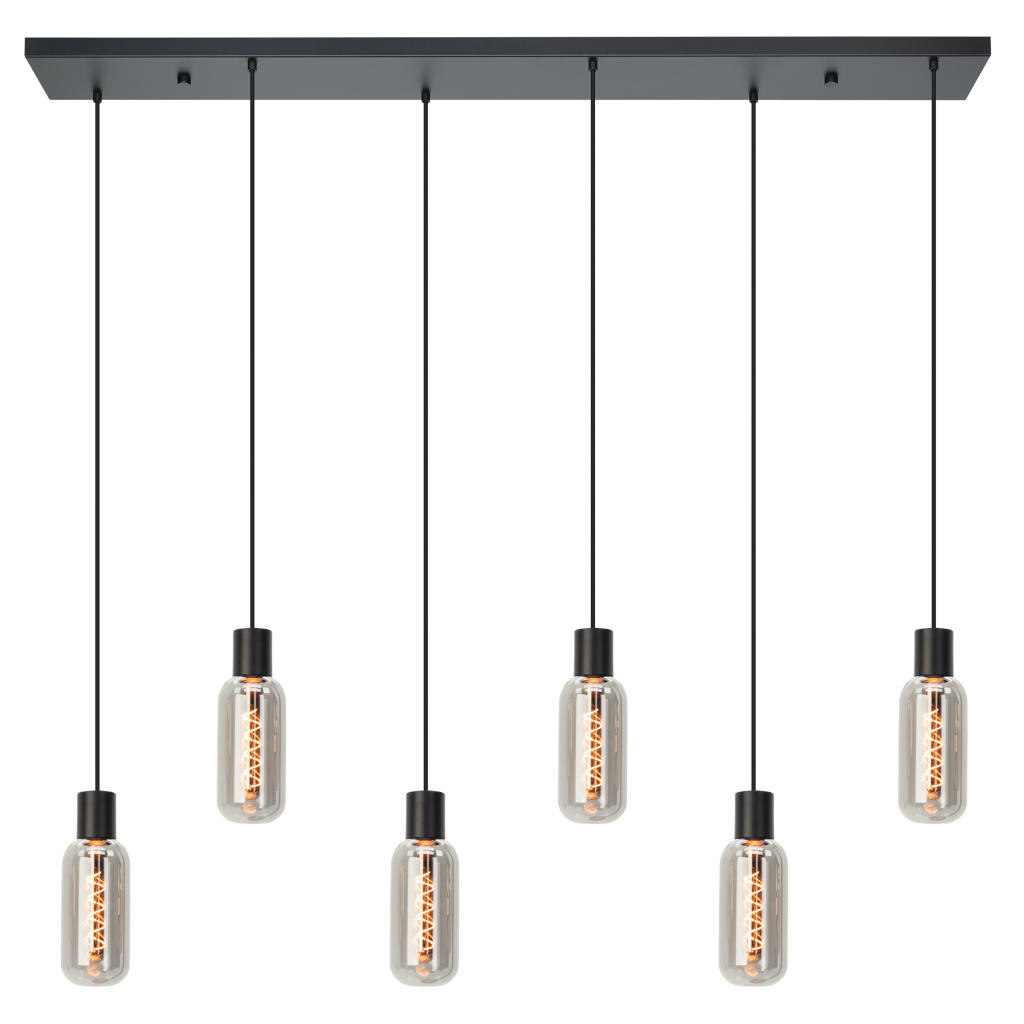 EGLO Majone Hanglamp - E27 - 138 cm - Zwart/Grijs - Smoke Glas - Rookglas