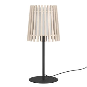 Fattoria Tafellamp - E27 - 45 cm - Zwart/Bruin/Wit - Hout /Textiel