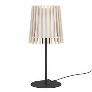 Fattoria Tafellamp - E27 - 45 cm - Zwart/Bruin/Wit - Hout /Textiel 