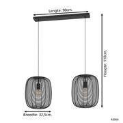 thumbnail: EGLO Rinroe Hanglamp - E27 - 2 lichts - 90 cm - Zwart - Staal