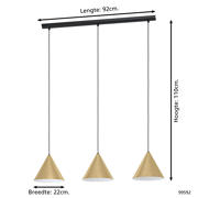 thumbnail: EGLO Narices Hanglamp - E27 - 92 cm - Zwart/Goud