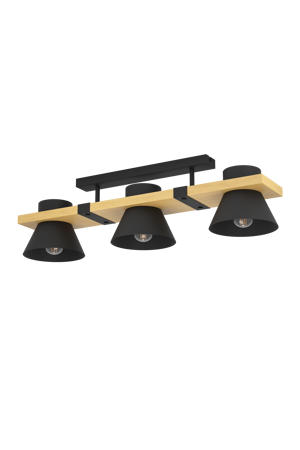 Maccles Plafondlamp - E27 - 78 cm - Zwart/Bruin - Staal/Hout  