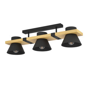 Maccles Plafondlamp - E27 - 78 cm - Zwart/Bruin - Staal/Hout